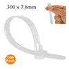 100 x Natural Releasable Cable Ties <br>Size: 300 x 7.6mm <br><br>
