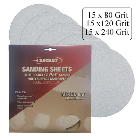 45 x Hook and Loop Mixed Grit 230mm Dry Wall Sanding Sheets