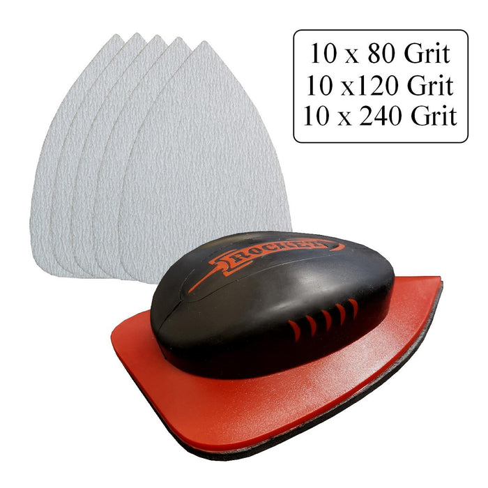 Hook and Loop Mouse Sander with 30 Mixed Grit Sanding Sheets