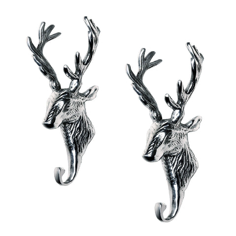 Stags Head Chrome Hat & Coat Hooks <br><br>
