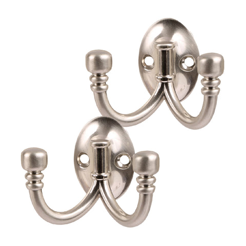 Satin Nickel Ball End Double Coat Hooks<br><br>