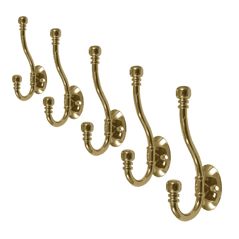 Polished Brass Double Hat and Coat Hooks <br><br>