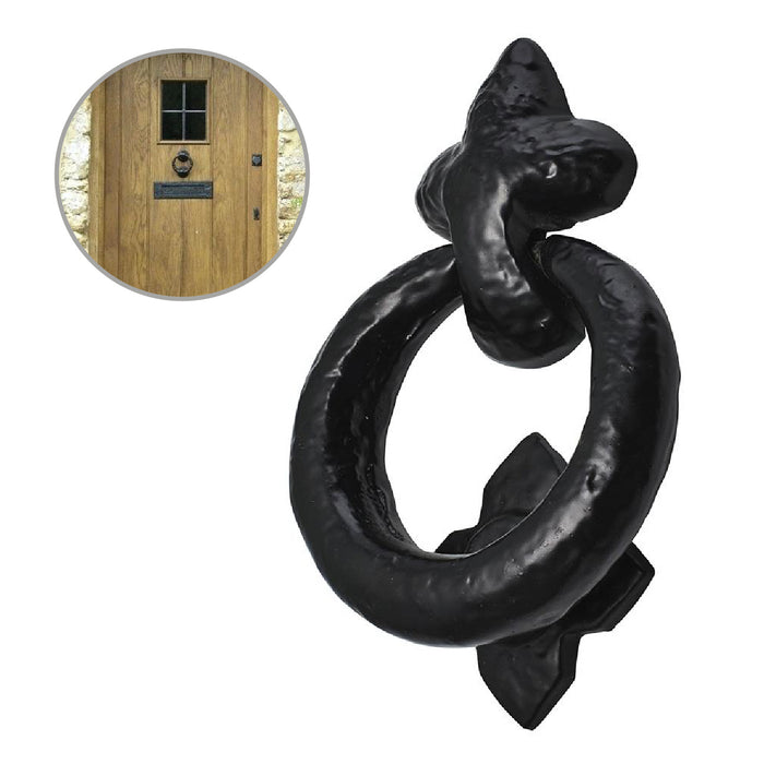 Black Antique Cast Iron Ring Door Handle Knocker