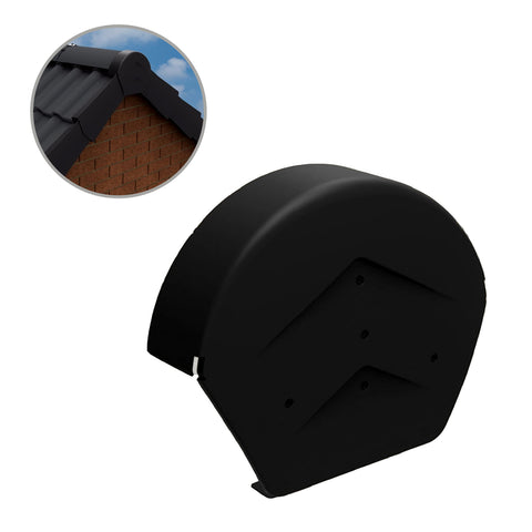 Black Rounded Ridge End Cap for Dry Verge Systems<br><br>