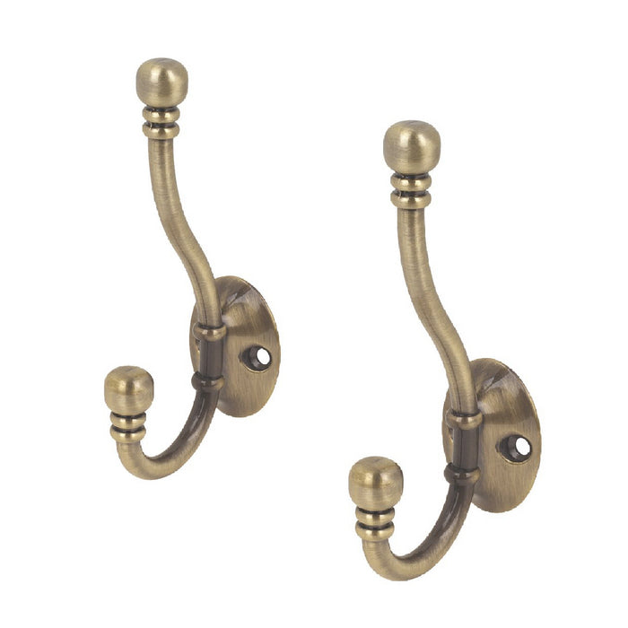Antique Brass Double Hat and Coat Hooks