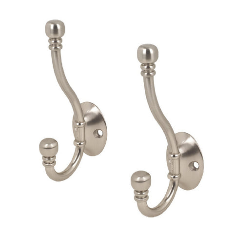 Satin Nickel Double Hat and Coat Hooks<br><br>