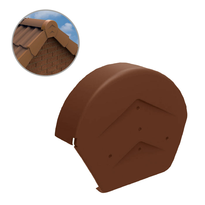 Terracotta Rounded Ridge End Cap for Dry Verge Systems