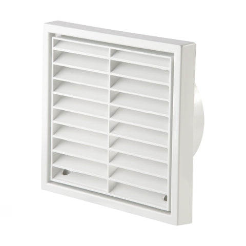 White Extractor Fan Air Vent Louvre Grille for 4 Inch Ducting