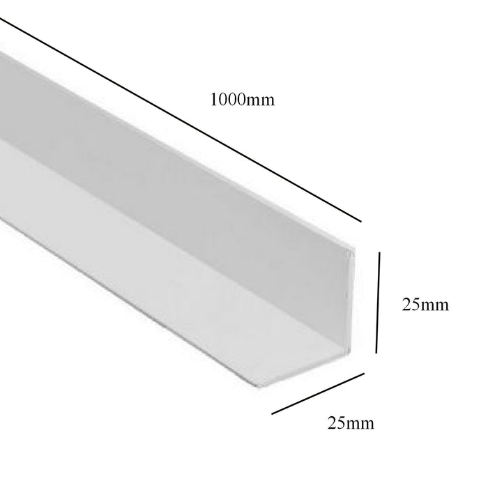 White 1 Metre UPVC Angle 25mm x 25mm Corner Trim