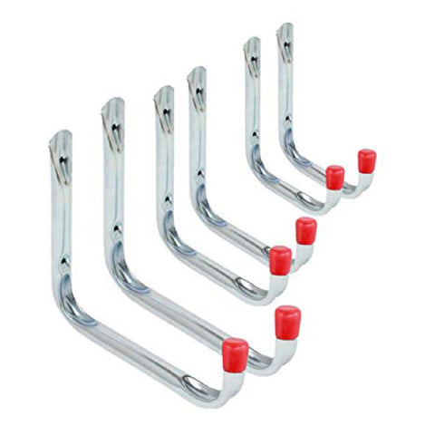 6 x Assorted Chrome Storage Hooks Wall Mounted<br><br>
