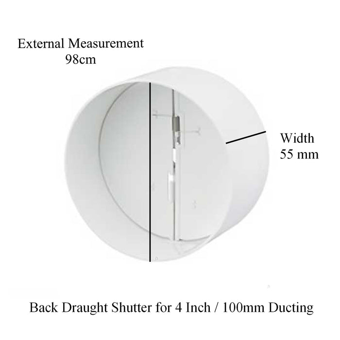 White Gravity Flap Air Vent & Back Draught Shutter 4 Inch