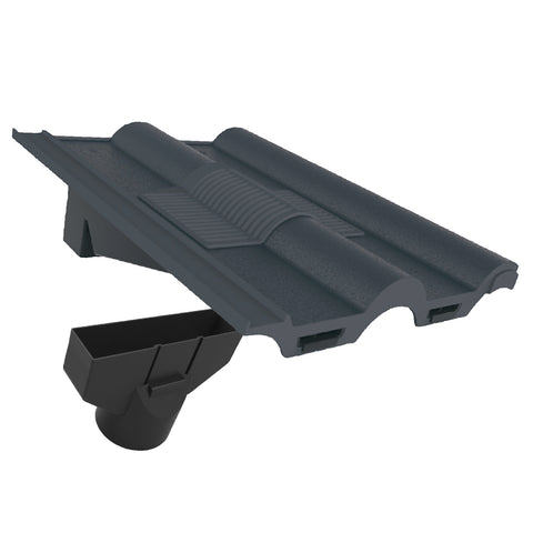 Grey Double Roman Roof Tile Vent & Adapter for Marley Redland Sandtoft