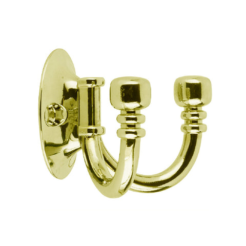 Polished Brass Ball End Double Coat Hooks <br><br>