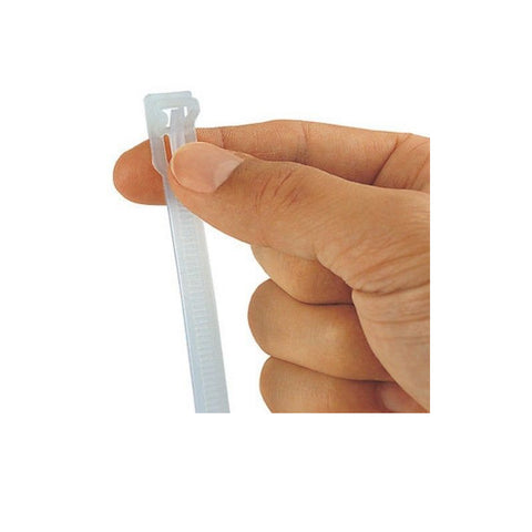 100 x Natural Releasable Cable Ties <br> Size: 200 x 7.6mm