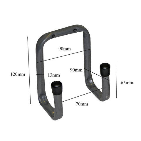 2 x Wall Mounted 70mm Tool / Bike Double Storage Hooks<br><br>