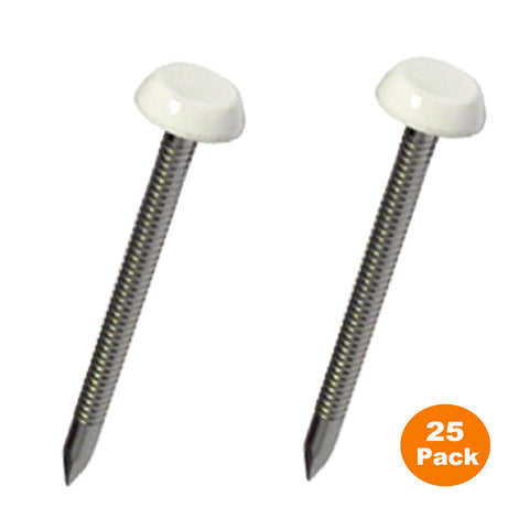 White UPVC Poly Top Nails Stainless Steel  <br>Menu Options