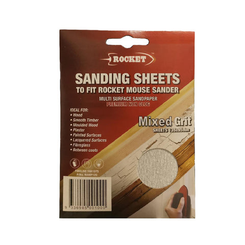 Hook and Loop Mouse Sander with 15 Mixed Grit Sanding Sheets
