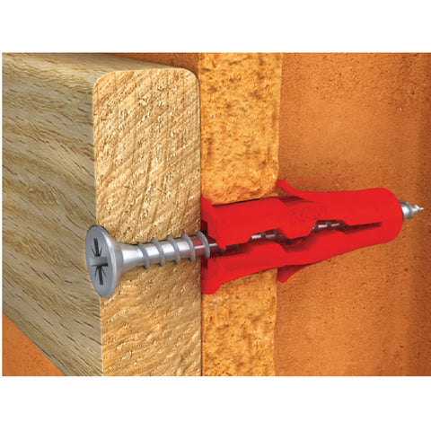 RawlPlug Red 6mm Wall Plugs & Screws / 500 Plugs & 500 Screws