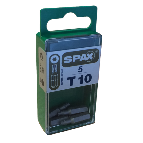 5 x Spax T-Star Plus T10 Screw Bits<br> Length: 25mm