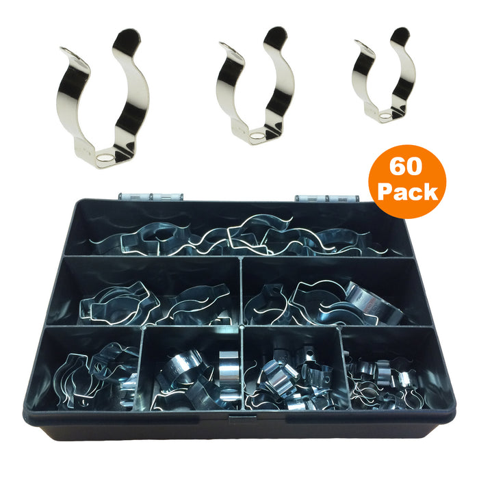 60 x Assorted Narrow Base Tool Spring Clips