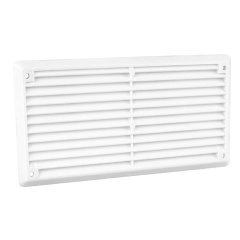 6" x 3" White Plastic Louvre Air Vent Grille with Flyscreen Cover