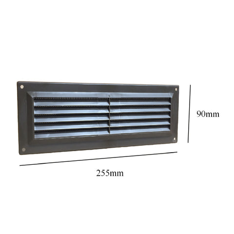 9" x 3" Brown Plastic Louvre Air Vent Grille with Flyscreen Cover