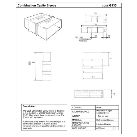 2 x Cavity Wall Combination Extension Sleeves G935<br><br>
