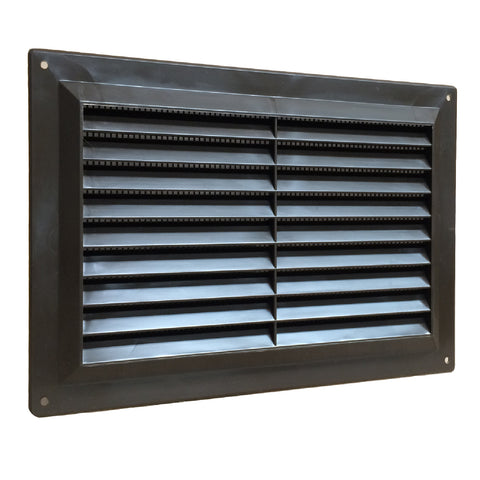 9" x 6" Brown Plastic Louvre Air Vent Grille with Flyscreen Cover
