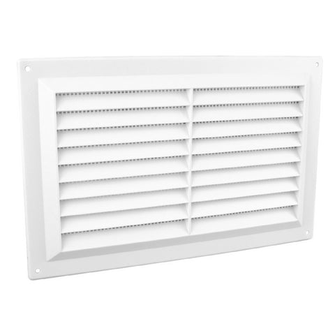 9" x 6" White Plastic Louvre Air Vent Grille with Flyscreen Cover
