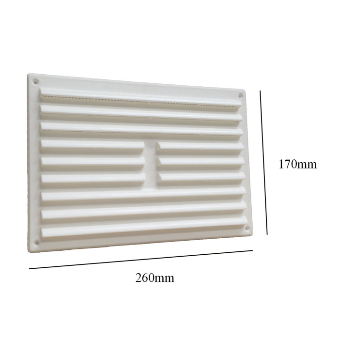 9" x 6" White Louvre Air Vent Grille with Removable Flyscreen Cover