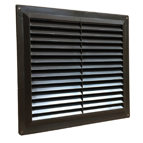 9" x 9" Brown Plastic Louvre Air Vent Grille with Flyscreen Cover