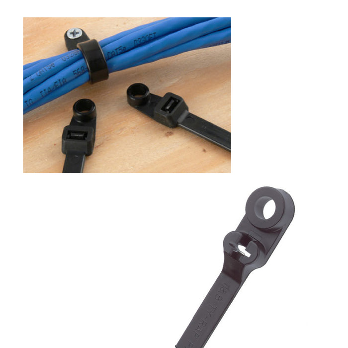 50 x Black Screw Mount Cable Ties 150mm x 3.6mm
