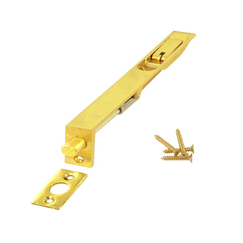 Flush Bolt Door Lock, Polished Brass, 150mm Lever Slide Locking Action