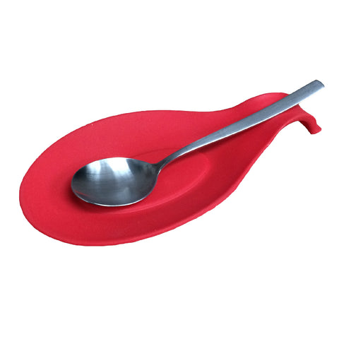 Red Silicone Spoon Rest Heat Resistant Dishwasher Safe / Teabag Holder
