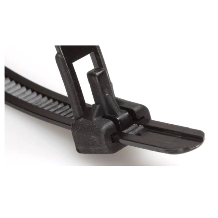 100 x Black Releasable Cable Ties Size: 200 x 7.6mm