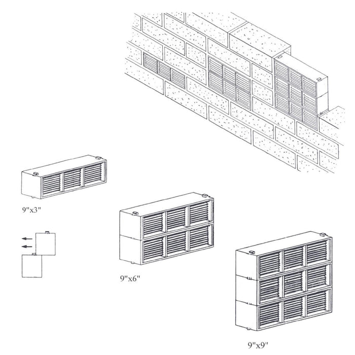 Brown Combination Air Brick Vents 9" x 3" for Air Flow Ventilation