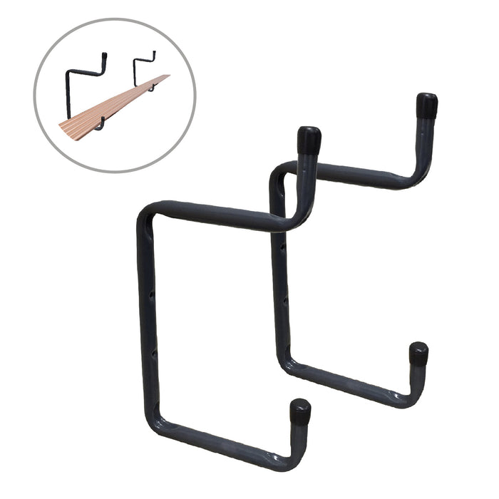 2 x Wall Mounted 200mm Double Utility Ladder Hooks