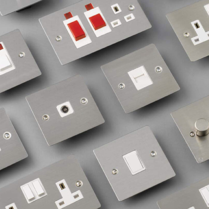 Electrical Flat Plate Satin Stainless Steel Sockets & Switches